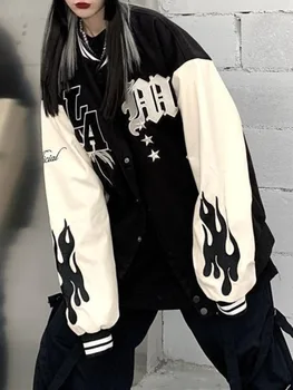 Deeptown, американская ретро куртка в стиле хип-хоп в стиле Харадзюку, женская бейсбольная куртка с надписью Y2k Vibe Design, Осенне-зимний топ 2023