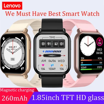 Мужские смарт-часы Lenovo с 1,85-дюймовым HD-экраном, Спортивные часы для фитнеса, пульсометр, Монитор кислорода в крови, температуры тела, Женский браслет