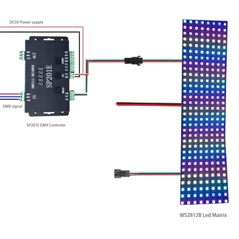 WS2812B WS2811 Декодер светодиодного контроллера DMX to SPI и светодиодная матричная панель WS2812 SP201E SP201E 5-канальный DMX 512 RGB WW Декодер Контроллер