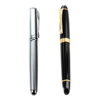 Jinhao 1 шт. авторучка 450 черного цвета с золотым широким наконечником и 1 шт. Классическая авторучка из серебра X750 карат, гладкая ручка для письма