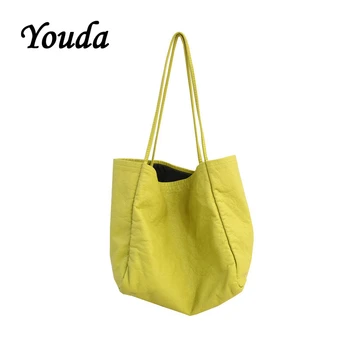 Youda Оригинальный дизайн, однотонная сумка из искусственной кожи, женская сумка для покупок большой емкости, классический стиль, женская сумка через плечо