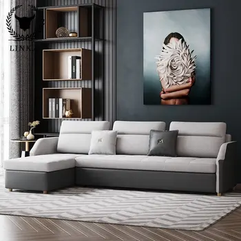 Многофункциональный диван-кровать в скандинавском стиле, тканевый и кожаный диван для гостиной, удобный и простой диван-кровать