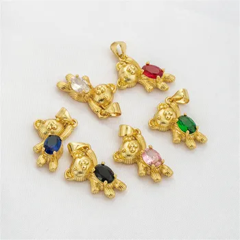 14-Каратное золотое разноцветное циркониевое ожерелье с медведем, аксессуары 