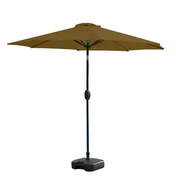 9-футовый настольный зонт для патио с круглым основанием из смолы, кофейный