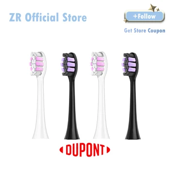ZR Черные/Белые Сменные головки для электрических Зубных щеток 4 шт. Щетинки DuPont Подходят для ZR Z5/Z7/Z7por/Z3/Z9