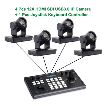 Клавиатура с контроллером PTZ POE и 12-кратным оптическим зумом HDMI/SDI/USB 1080P, камера для видеоконференцсвязи для прямой трансляции в церкви