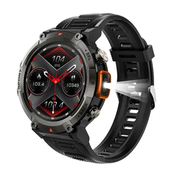 Смарт-Часы S100 Фонарик Bluetooth Музыкальный Вызов 1,45 Дюймовый Экран Фитнес-Трекер Мониторинг Здоровья Мужчины Спорт На открытом Воздухе Smartwatch
