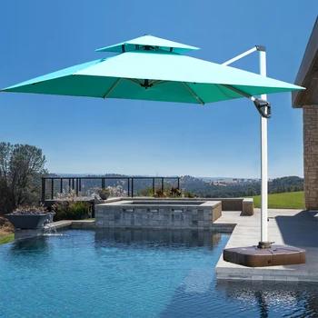 Товары для отдыха на открытом воздухе садовый алюминиевый жемчужно-белый сверхмощный зонтик прямоугольные консольные римские зонтики для патио