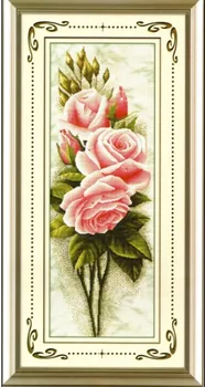 Amishop Бесплатная доставка, Высокое качество, Хит Продаж, Прекрасный набор для вышивания крестиком, Розовые розы, Розовые цветы