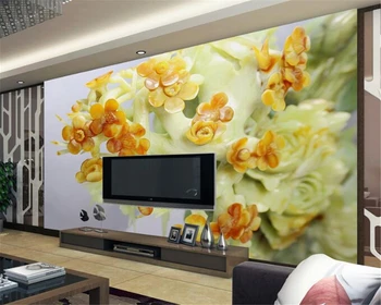 Beibehang 3D обои большая фреска 3D нефритовые резные цветы гостиная спальня ТВ фон обои для стен Трехмерная фреска фото