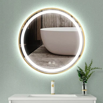Круглое Светодиодное Зеркало Для Ванной Комнаты Современное Стеклянное Европейское Зеркало Для Ванны Smart Display Big Espelhos De Banho Для Украшения Интерьера