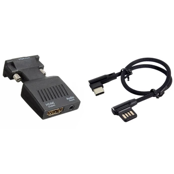 1 Комплект адаптера 1080P VGA для мужчин и HDMI для женщин и 1 шт USB-C 3.1 Type-C Влево Вправо USB 2.0 Кабель для передачи данных