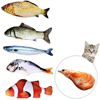 Плюшевая 3D игрушка-рыбка с кошачьей мятой для кошек, Интерактивная кукла-подушка, Имитирующая Игру в жевание рыбы, игрушка для домашних животных