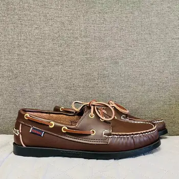 Мужская обувь для вождения из натуральной кожи, Классическая обувь для лодок без застежки, брендовые дизайнерские лоферы на плоской подошве для мужчин и женщин 2023A113