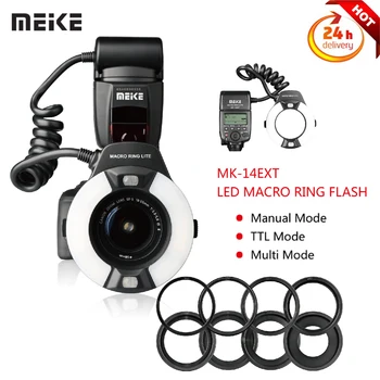 Meike MK-14EXT E-TTL Макросветодио дный светодиодная Кольцевая вспышка Speedlite со светодиодной вспомогательной лампой автофокусировки для Canon EOS 5D II III 6D 7D 60D 70D 200D 1000D