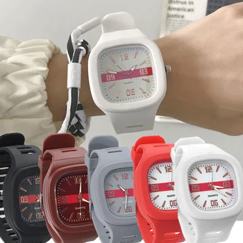 Женский силиконовый ремешок для часов, светодиодные цифровые спортивные часы, Модные электронные наручные часы, Мужские Кварцевые Наручные часы Со светящимся квадратным циферблатом