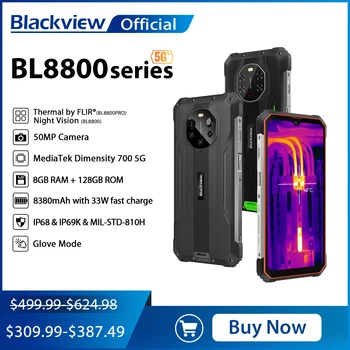 Blackview BL8800 Pro Тепловизионная камера FLIR® для телефона, Прочный смартфон ночного видения BL8800 8 ГБ + 128 ГБ 8380 мАч Глобальная версия