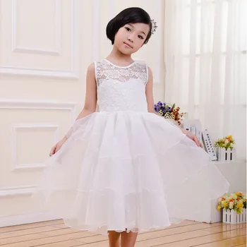 2022 Летнее Шифоновое кружевное платье без рукавов для девочек, Детское свадебное вечернее платье Принцессы 90-140