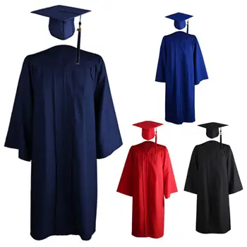 2021 взрослый выпускной платье сплошной цвет молнии мужская V-образным вырезом плиссированные халат шляпа набор в школу преподавателей платье