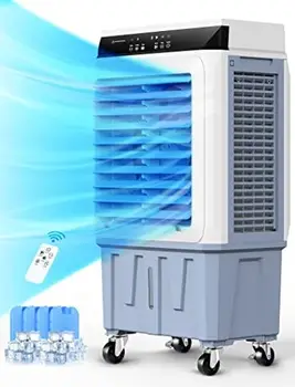 Испарительный охладитель воздуха Choice, 3-в-1 Swamp Cooler 2000CFM с таймером на 12 часов, дистанционным управлением, 4 пакетами льда и резервуаром для воды объемом 7,9 галлона, Drn