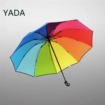 YADA 10k Радужный Большой Ручной Зонт-Зонт Складной От Дождя и Солнца Для Женщин, УФ-Ветрозащитный Зонт Paragua YD220032