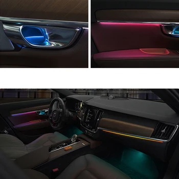 Для Volvo S90 V90 2017-2022 высокое качество светодиодное украшение потока воды рассеянный свет модифицированные лампы салона автомобиля светодиодное украшение панели
