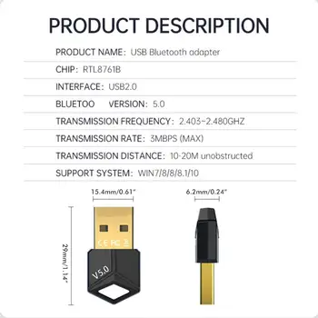 Bluetooth-совместимый USB-адаптер 5,0, аудиоприемник, беспроводные адаптеры
