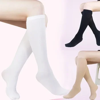 Женская униформа, однотонные носки до середины икры, Японские носки-трубки, Студенческие носки длиной до колена, милые