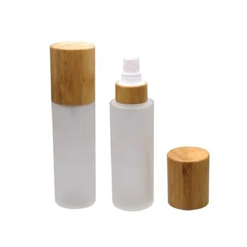 100 МЛ 120 мл, 10 шт./лот, пустой стеклянный косметический спрей-флакон с бамбуковой крышкой, высококачественная Бамбуковая косметическая жидкость многоразового использования