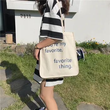 Холщовая сумка с надписью ins, простая студенческая сумка на плечо, белая тканевая сумка, многоразовая сумка, сумка для продуктов, сумка-тоут