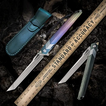 Складной нож TURENZ-EDC M390 / 14C28N Сталь G10 Рукоятка из Титанового сплава Легкий Карманный нож Tanto с ножнами для Самообороны