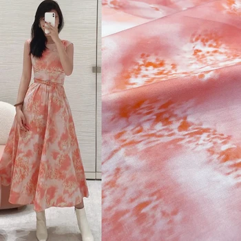 Натуральная хлопчатобумажная ткань Поплин для пошива платья Модный бренд Розовая женская рубашка с леопардовым принтом Дизайнерская ткань по метру