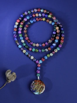 108 бусин мала ожерелье для женщин, 108 Японских Бусин Мала Длинное Ожерелье Ювелирные Изделия, 8 мм Разноцветное ожерелье из бисера