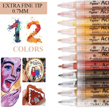 12 цветов Набор маркеров В тон кожи Художественные маркеры Ручка 3,0 мм/0,7 мм Акриловая краска для рисования Манга Ручка для раскрашивания
