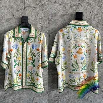 Рубашка Casablanca с цветочным принтом, Мужская Женская Рубашка 1:1, Лучшее качество, Гавайские Пляжные Шелковые рубашки в летнем стиле