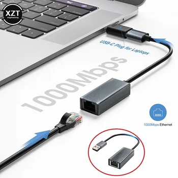 Mini USB C к Ethernet Адаптеру Алюминиевый Гигабитный USB C Адаптер для Ноутбука MacBook Pro 1000/100 Мбит/с Сетевая карта USB Lan RJ45
