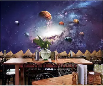пользовательские настенные фотообои 3d Космическое звездное небо научно-фантастическая тема космос девять планет Обои для стен в рулонах