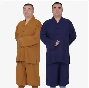 Китайская традиционная одежда Мужчины-монахи для Медитации Шаолиньский костюм Хань Винтаж Лето
