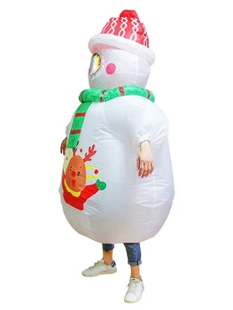 JYZCOS Зимний надувной костюм Снеговика для взрослых, Забавный надувной белый костюм Снеговика на Рождество и Хэллоуин, Креативная одежда