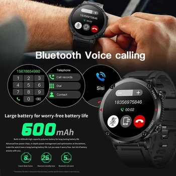 Мужские Смарт-часы 2023, 1,6-дюймовый сенсорный монитор здоровья емкостью 600 мАч, Спортивные смарт-часы с Bluetooth-вызовом, мужские смарт-часы для Huawei Smartwatch