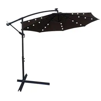Зонт со светодиодной подсветкой для сада на заднем дворе, подвесной зонтик с рукояткой, стальной шест для улицы, тип 2