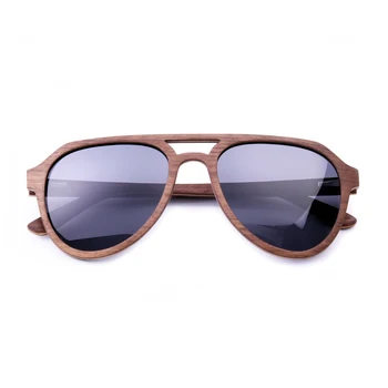 Деревянные солнцезащитные очки в стиле пилота для женщин и мужчин, поляризованные Солнцезащитные очки из орехового дерева, Модные негабаритные Брендовые дизайнерские оттенки UV400 с футляром