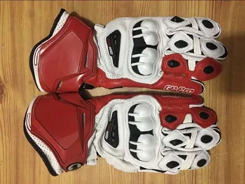 Новые альпийские кожаные красные/белые мотоциклетные Длинные перчатки Moto GP M1 Racing Driving PRO Мотоциклетные перчатки из воловьей кожи
