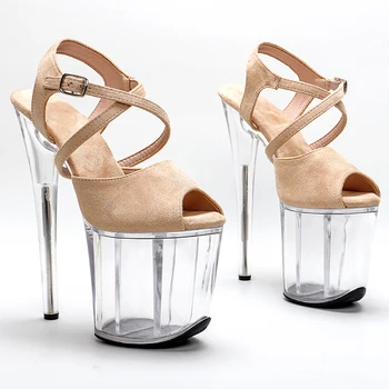 Женские босоножки на прозрачной платформе 20 см/8 дюймов, Летняя Модная обувь на высоком каблуке с открытым носком, женские туфли на тонком каблуке 1л