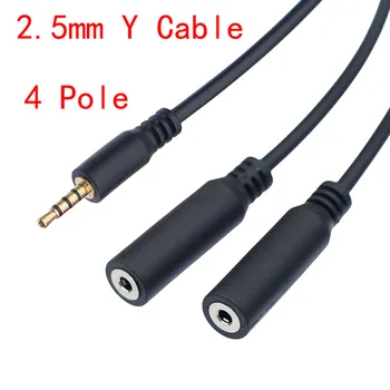 2,5 мм Стереозвук Y-образный кабель-разветвитель 2,5 мм от мужчины до 2,5 мм 2-х Гнездовой адаптер 4-полюсный аудиокабель 30 см