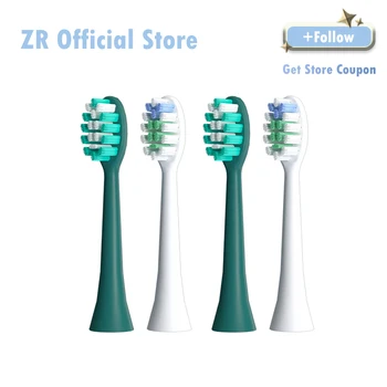 Головки зубных щеток ZR Z1S DuPont 4 шт. сменные белые/зеленые для электрической зубной щетки Z1S