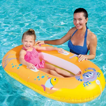 Летняя надувная лодка для водных развлечений, Детский плот с мультяшным рисунком, поручень, лодка с мягким дном, круг для плавания