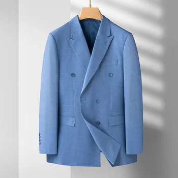 5908-2023 мужские полосатые двубортные костюмы для отдыха 88 и европейский код мужской приталенный пиджак-пиджак
