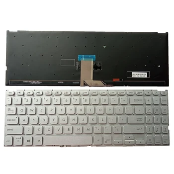 Американская Клавиатура для Asus Vivobook X512 X512D X512DA X512FA X512U X512UA С серебристой подсветкой
