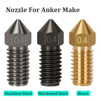 Для сопел AnkerMake Резьба M6 из закаленной стали, Латунная насадка для 3D-принтера AnkerMake, Детали для 3D-принтера Hotend, медная насадка